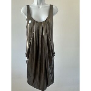Diane von Furstenberg Gun Metal "Lesley" Lame Dress, Sz: 4 (b17)